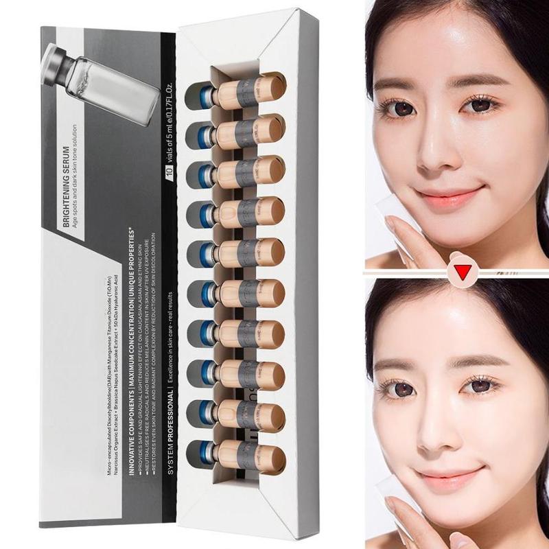Nuevo 5ml * 10 Crema para el resplandor de la piel Meso Blanqueamiento Blanqueador poros de reparación Serum Corrector desnudo natural Maquillaje Residencia Fundación