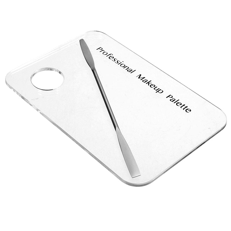 Paleta de maquillaje Placas de estampado de uñas de acrílico transparente Mezcla de gel polaco Espátula Fundación Sombra de ojos Varilla de acero inoxidable Manicura