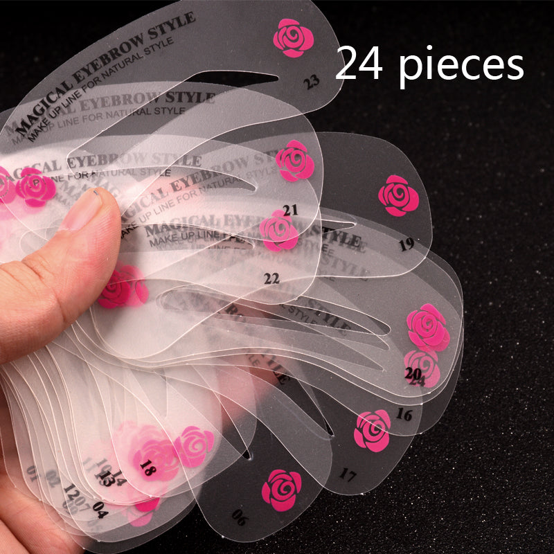 24 estilos de aseo kit de plantilla de cejas herramientas de maquillaje DIY plantilla de plantilla de cejas de belleza para mujeres herramientas de belleza accesorios