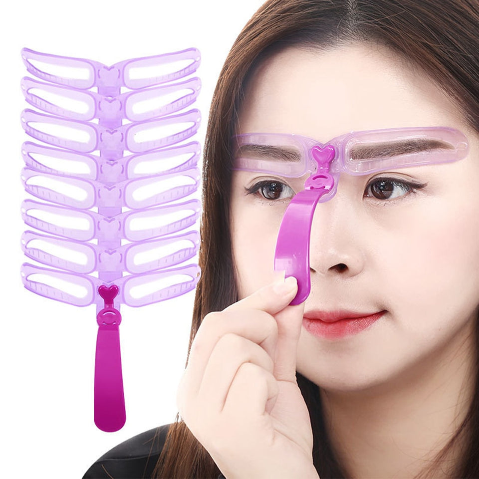 Plantilla reutilizable para dar forma a las cejas 8 en 1 Kit de plantillas de cejas auxiliar Tarjeta de aseo Herramientas para el maquillaje que definen las cejas